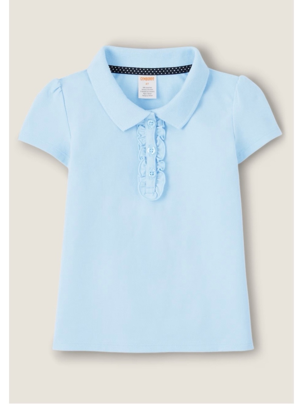 Gymboree Playproof Uniform Collection blue Ruffle Polo girls sz 10‎ stain resist